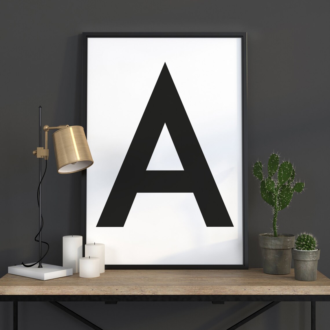 Letter Initial Wall Art, Scandinavian Poster Print