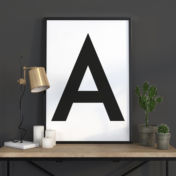 Letter Initial Wall Art, Scandinavian Poster Print