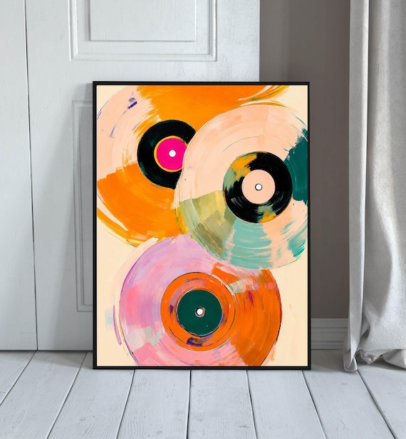 Colorful Vinyl Record Retro Music Art Print