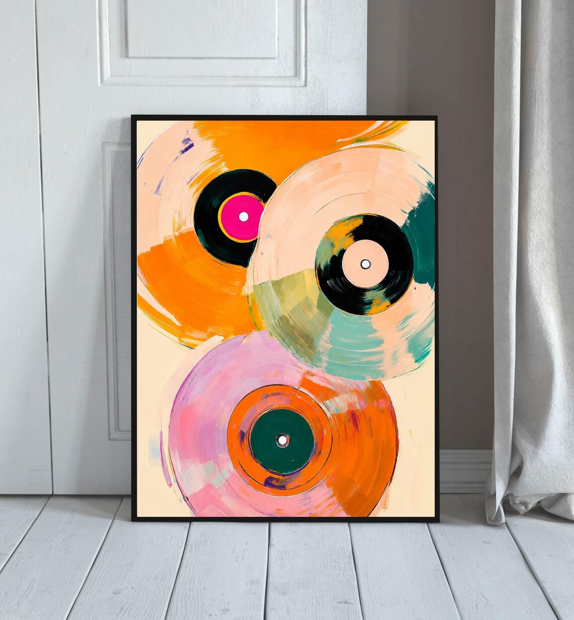 Colorful Vinyl Record Retro Music Art Print
