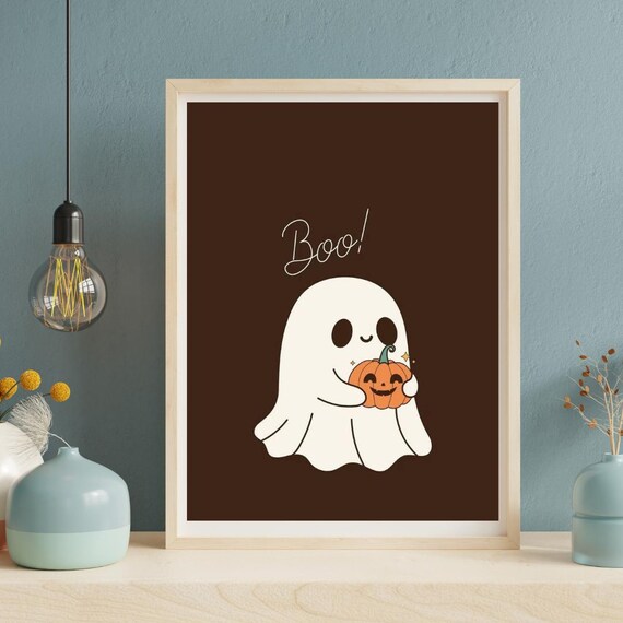 Cute With Pumpkin Halloween Wall Art Highresolution Instant Print Spooky Home Decor Poster