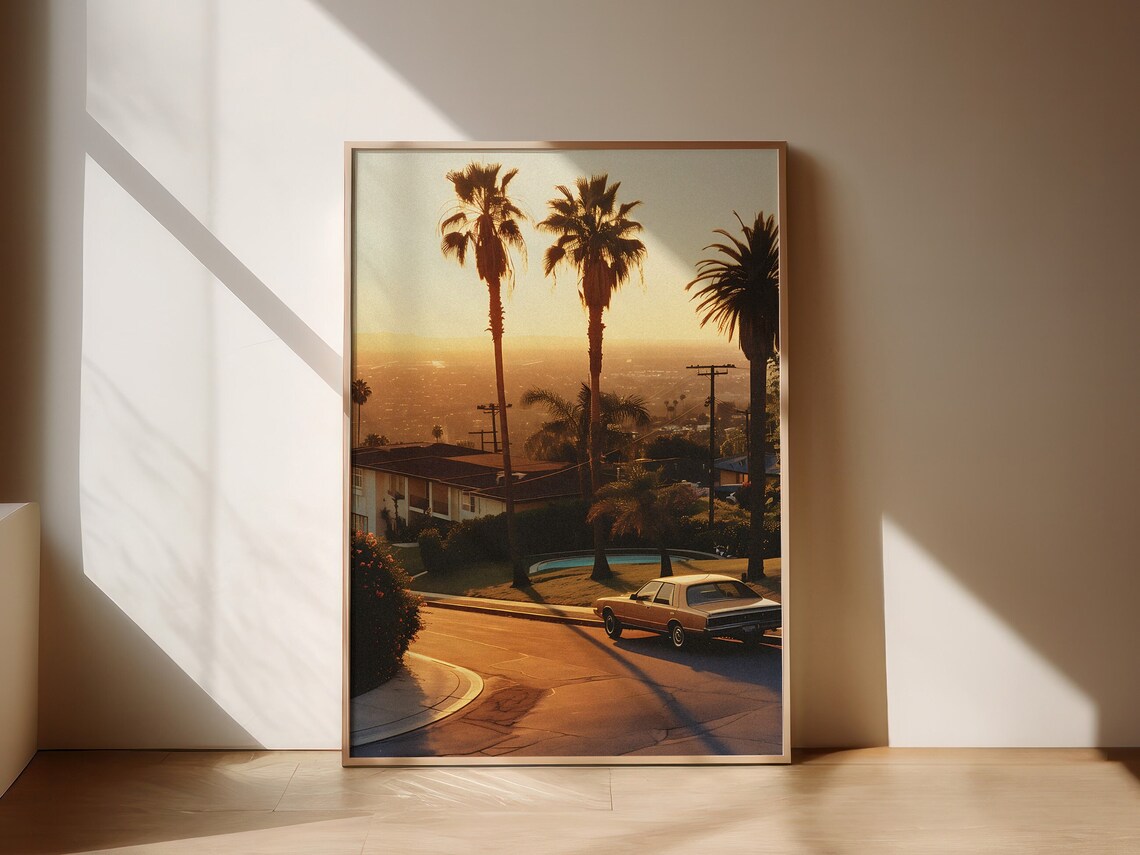 Los Angeles Vintage Travel Poster, Mid-Century Cityscape