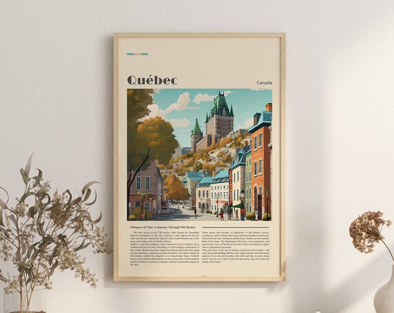 Print Old City Poster Historic Walks Petit Champlain Streets Wall Decor Buildings Art Canada
