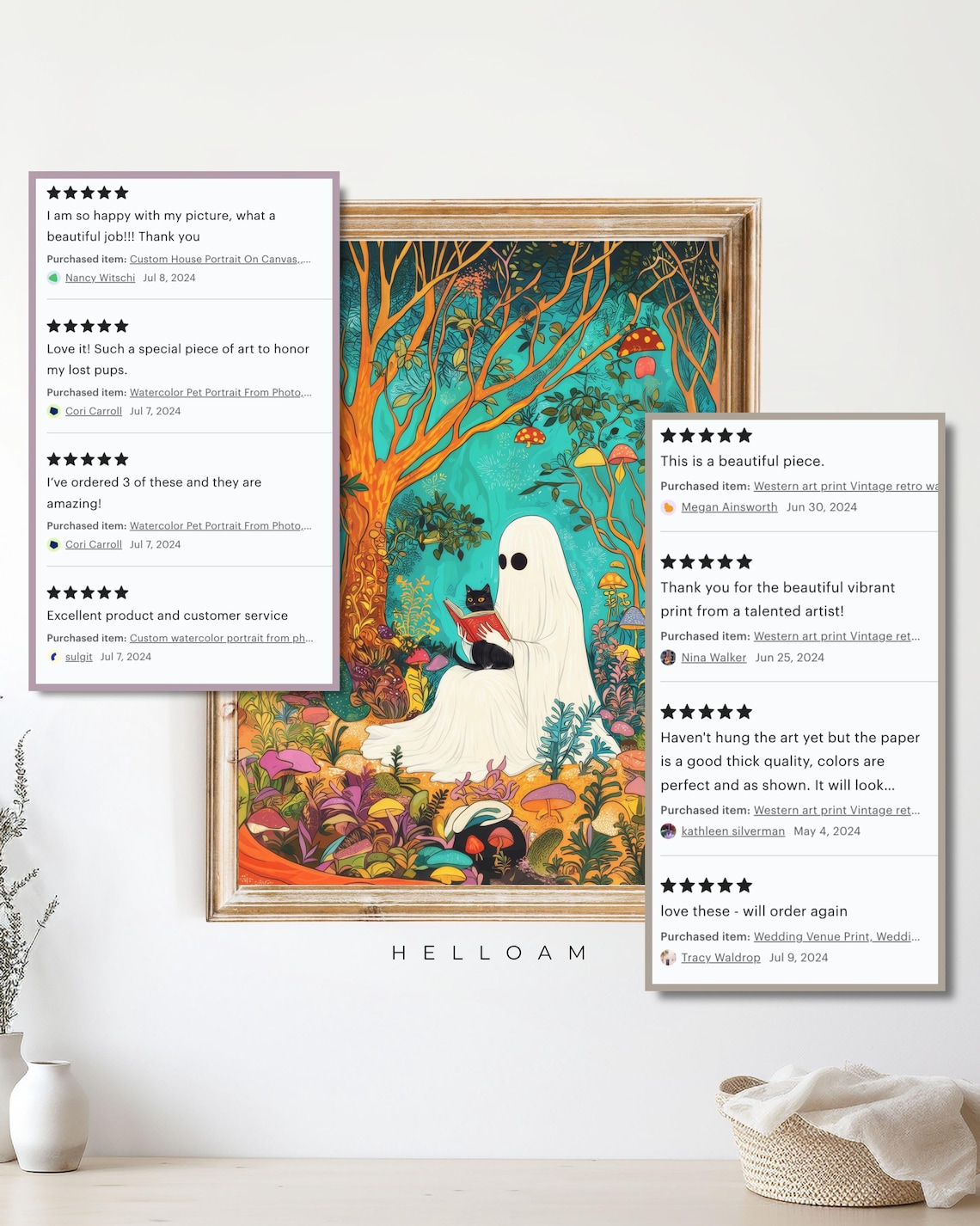 Cute Ghost Reading, Dark Academia Halloween Poster - Image 4