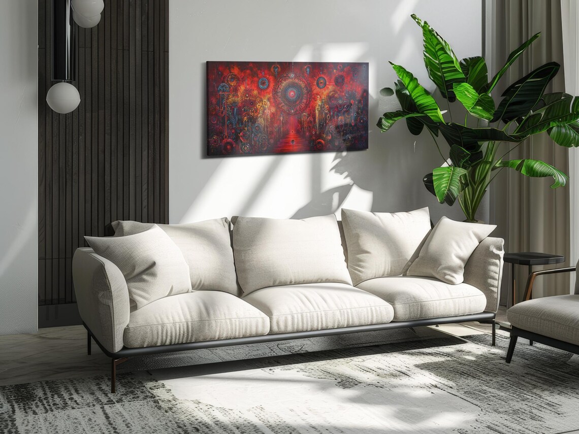 Fiery Wheel Mandala, Spiritual Art Print - Image 3