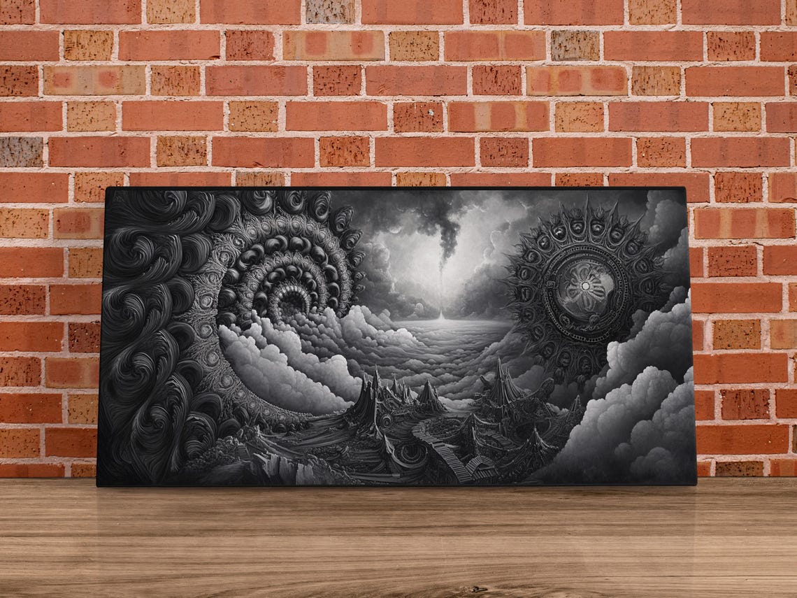Surreal Black And White Dreamscape Clouds Gothic Fantasy Art Poster - Image 4