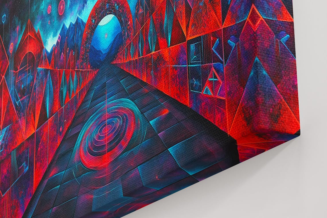 Cosmic Red Passage Neon Futuristic Corridor Sci Fi Art Poster - Image 4