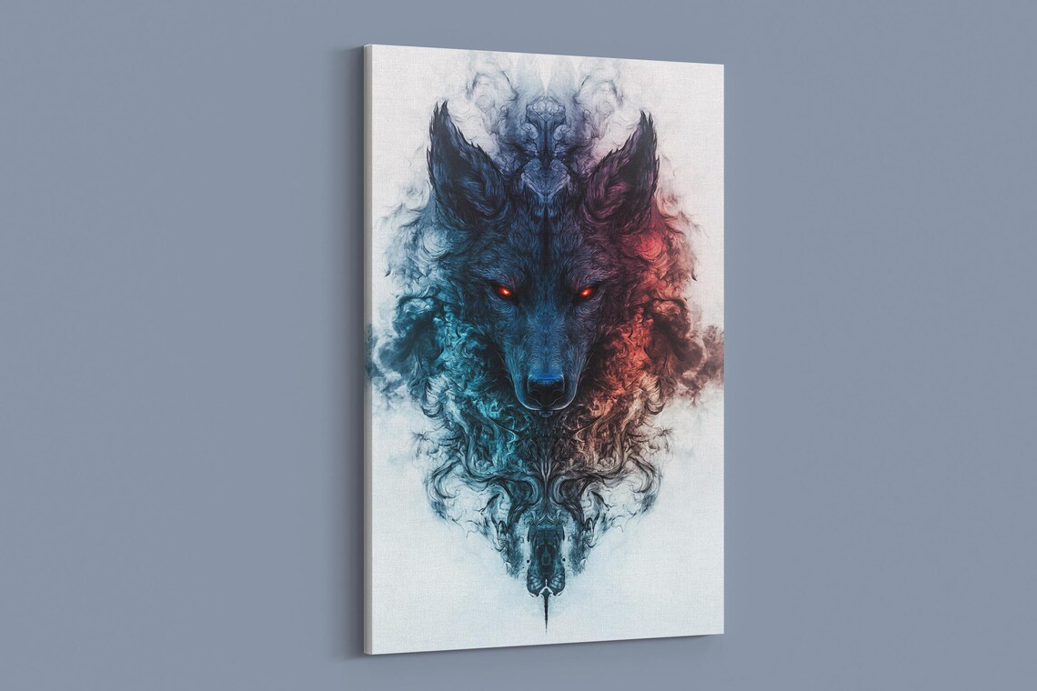 Wolf Portrait - Vibrant Animal Art Print - Image 2