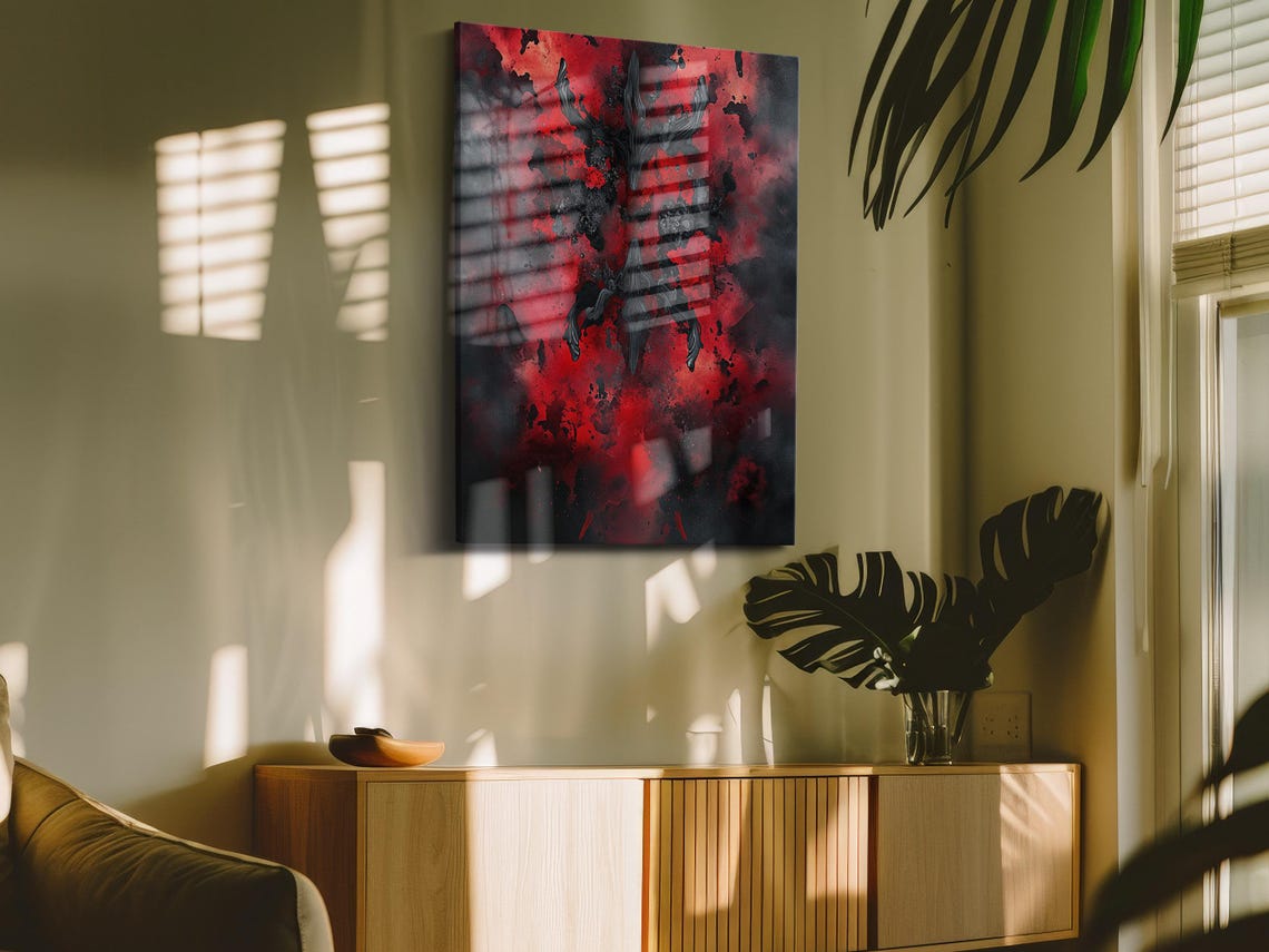 Red Ink Fireburst Abstract Art Print - Image 4