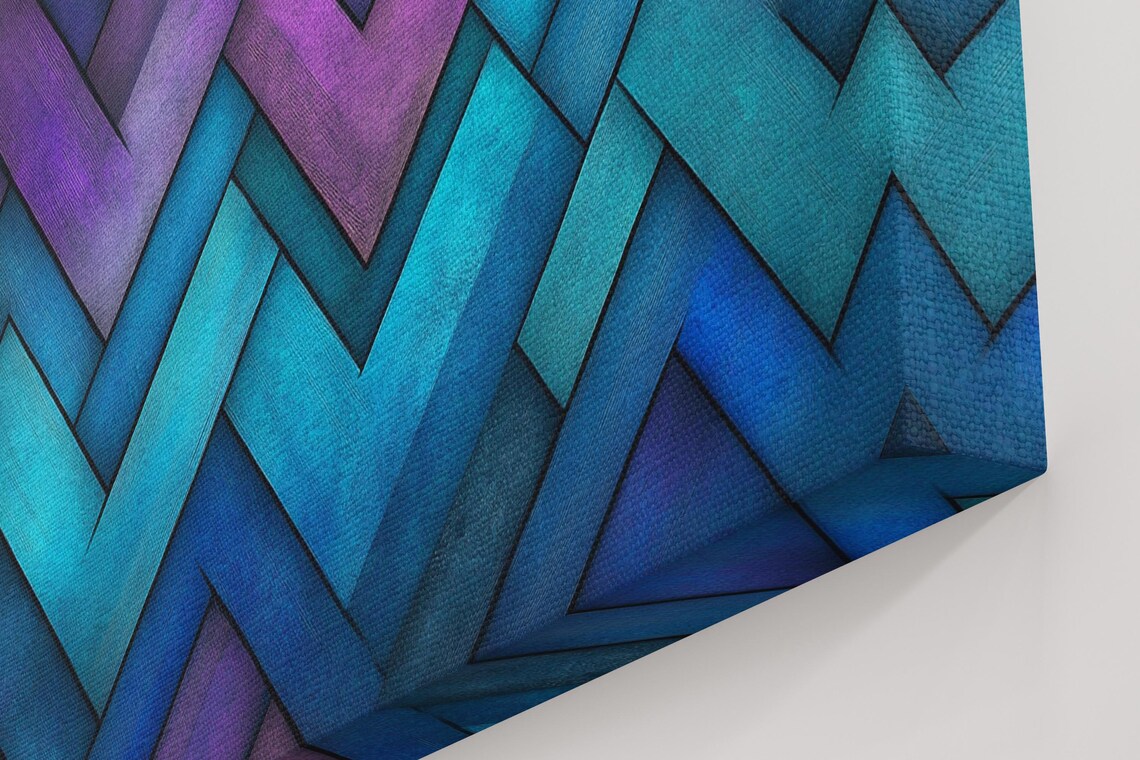 Geometric Chevron Layers, Modern Abstract Art Print - Image 4