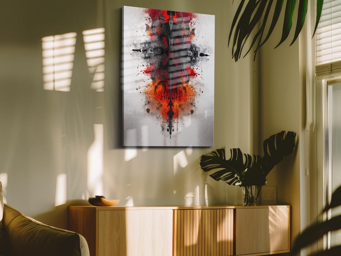 Fiery Symmetrical Ink Design Print Print - Image 4