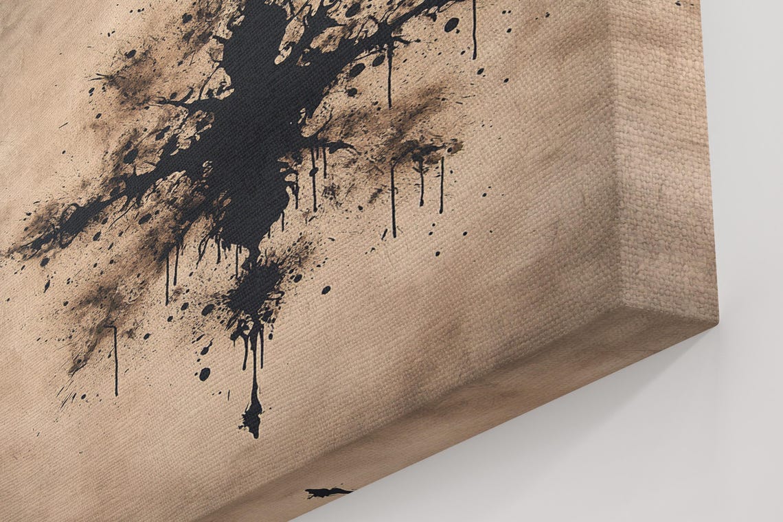 Bold Black Ink Cross Splatter Abstract Minimalist Art Wall Poster - Image 5