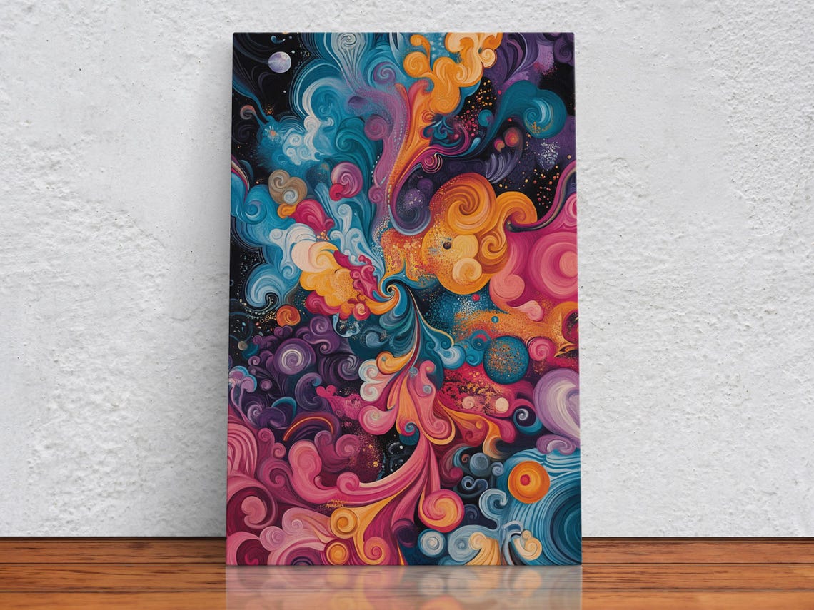 Rainbow Skull Art Explosion Print Print