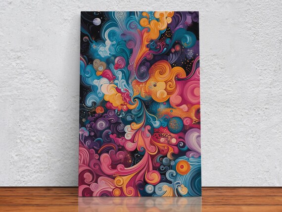 Psychedelic Rainbow Swirl Explosion Colorful Abstract Art Poster