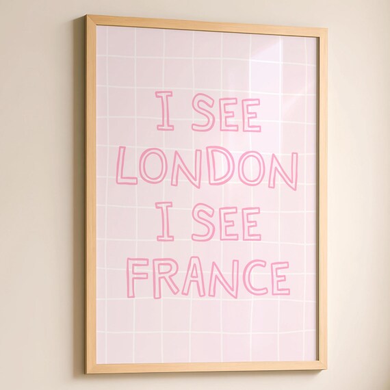 I See London France Print Pink Bathroom Poster Trendy Wall Art Cute Girly College Apartment Preppy