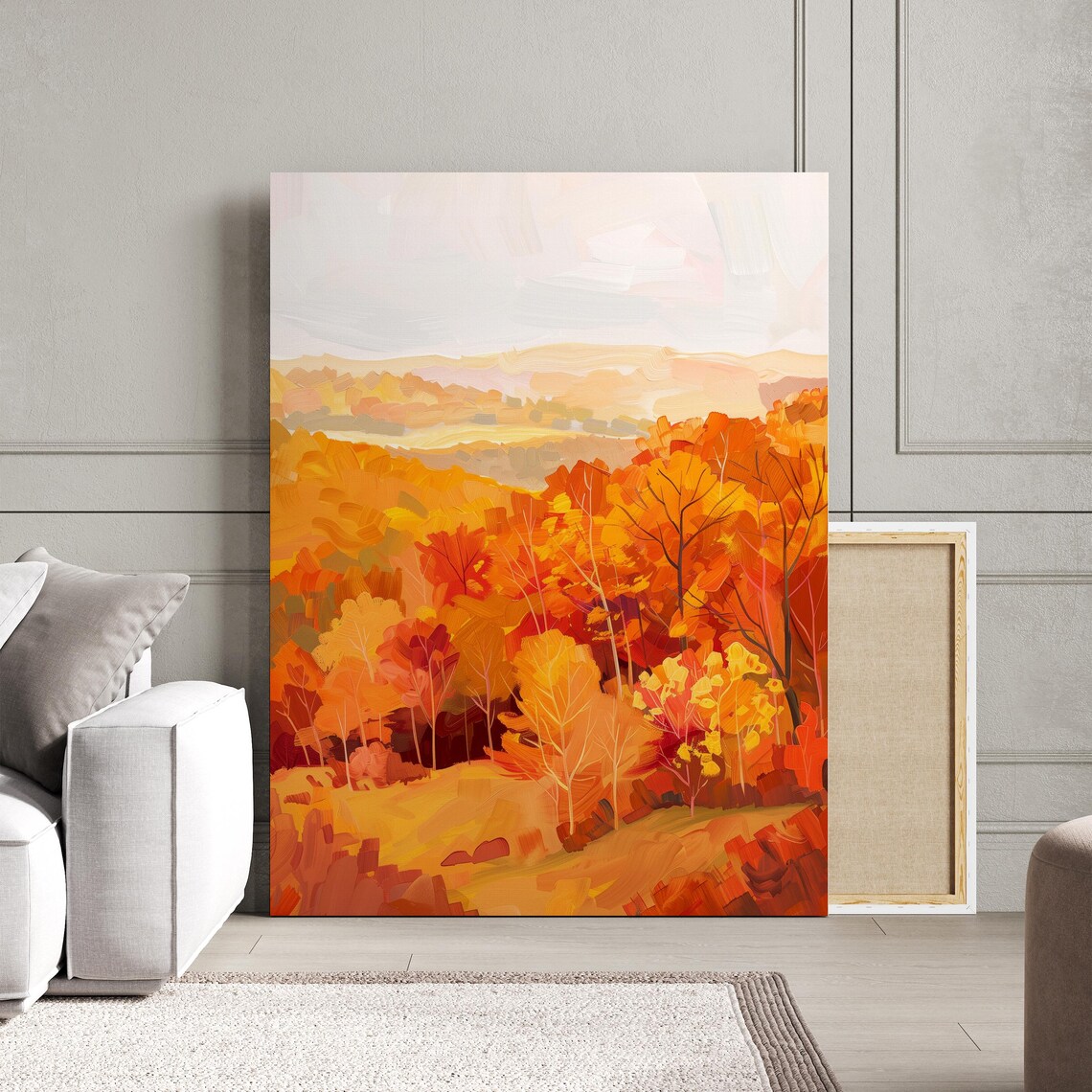 Autumn Colorful Landscape Painting, Fall Trees Art Print - Image 3