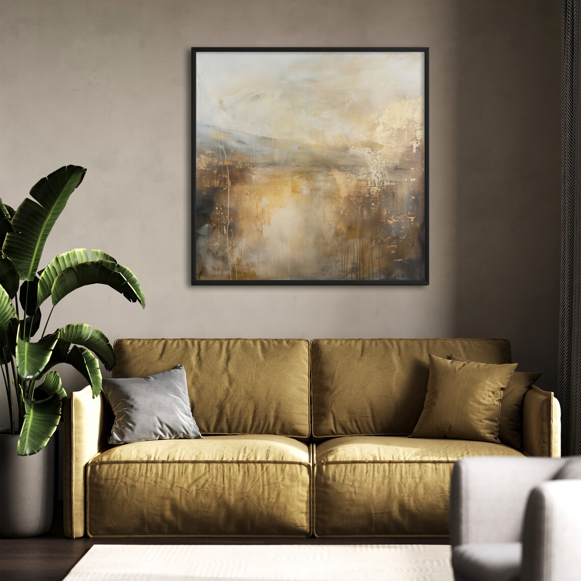 Modern Abstract Square Art, Japandi Brush Strokes - Image 4