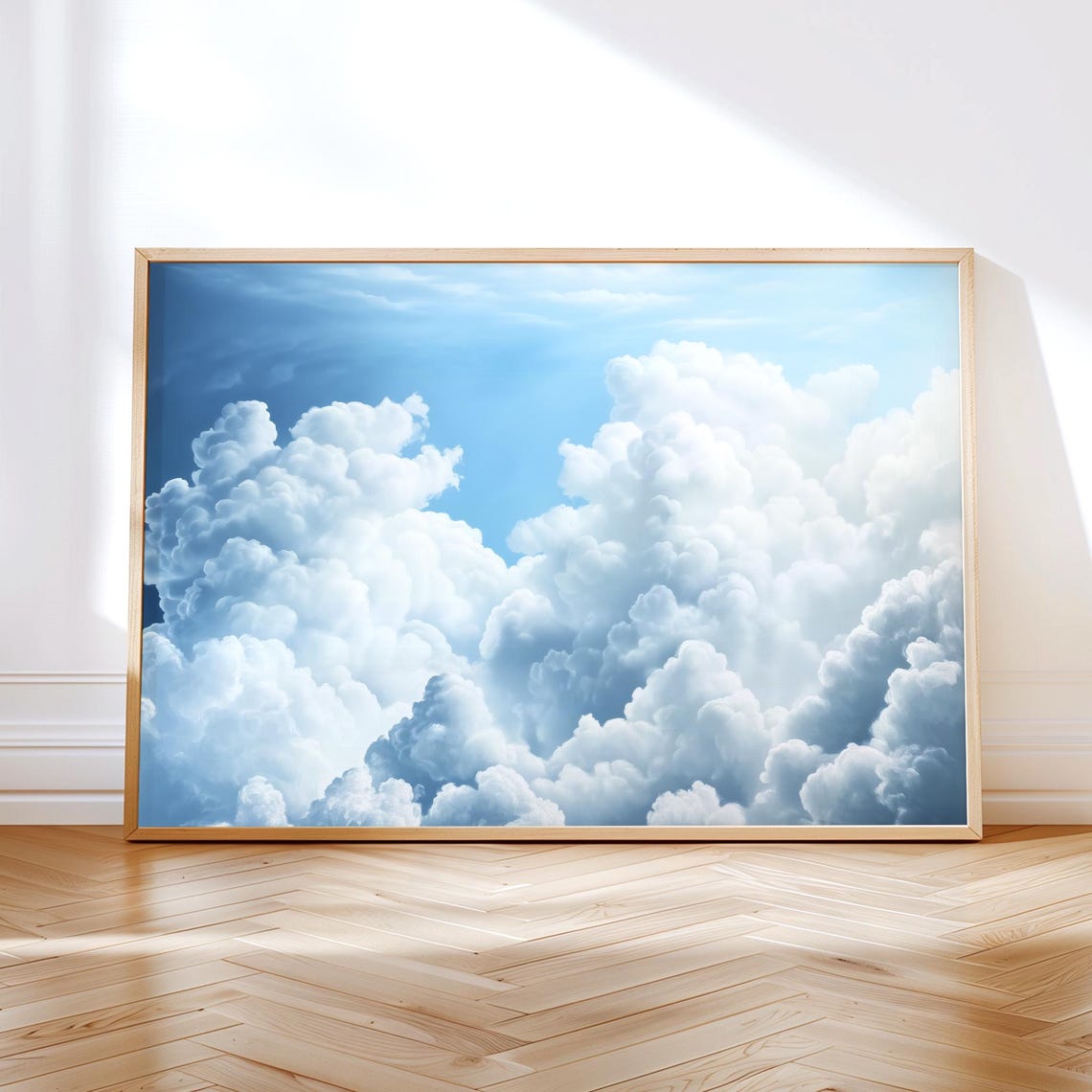 Dramatic White Cloud Formations Bright Blue Sky Cloudscape Poster