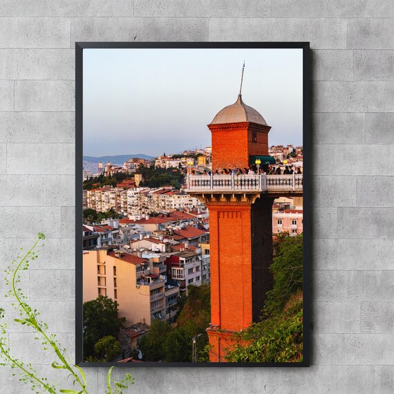 Izmir Asansr Wall Art Historic Elevator Tower And Cityscape At Sunset Turkish Architecture Travel Photography Poster