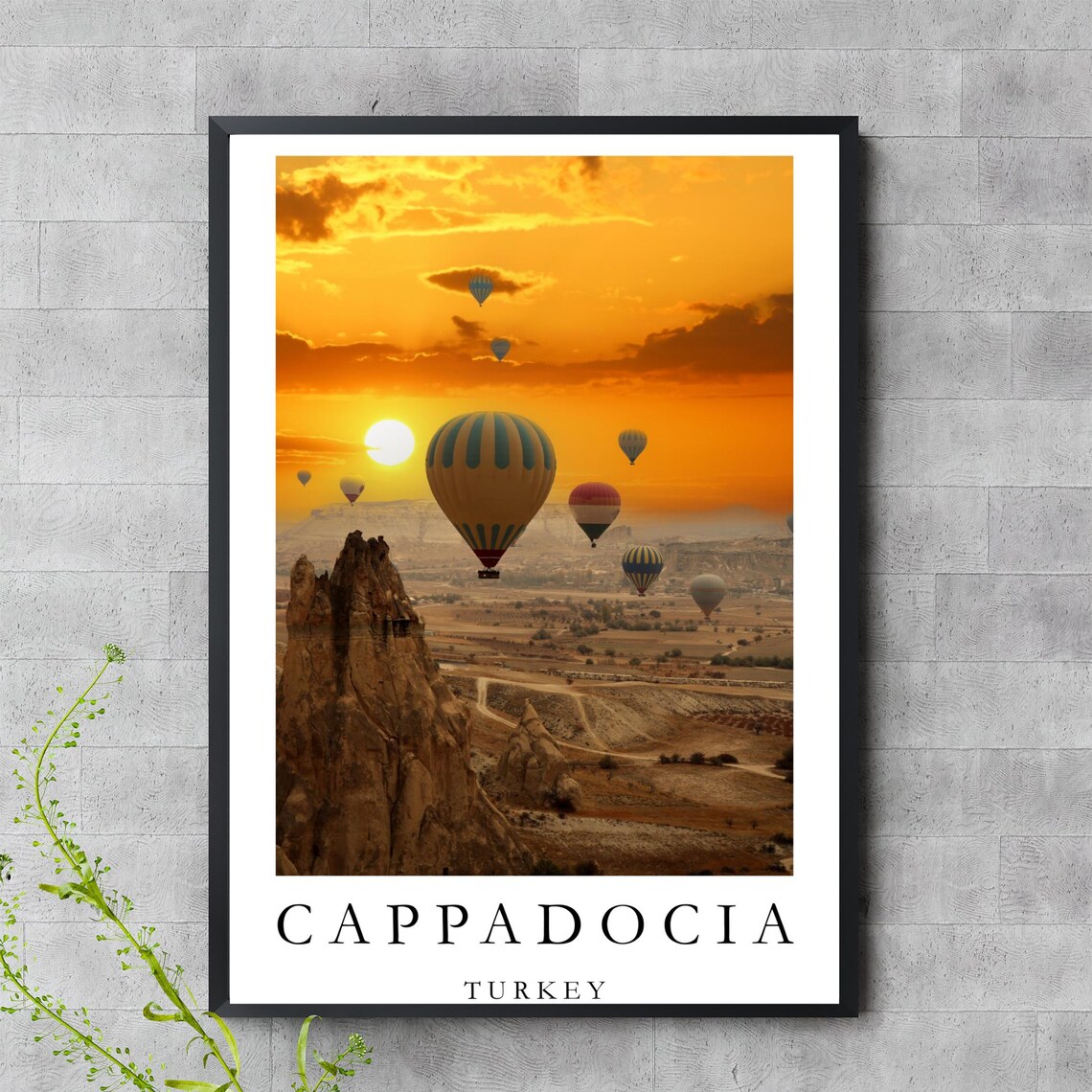 Cappadocia Turkey Hot Air Balloons Sunset Fairy Chimneys Poster