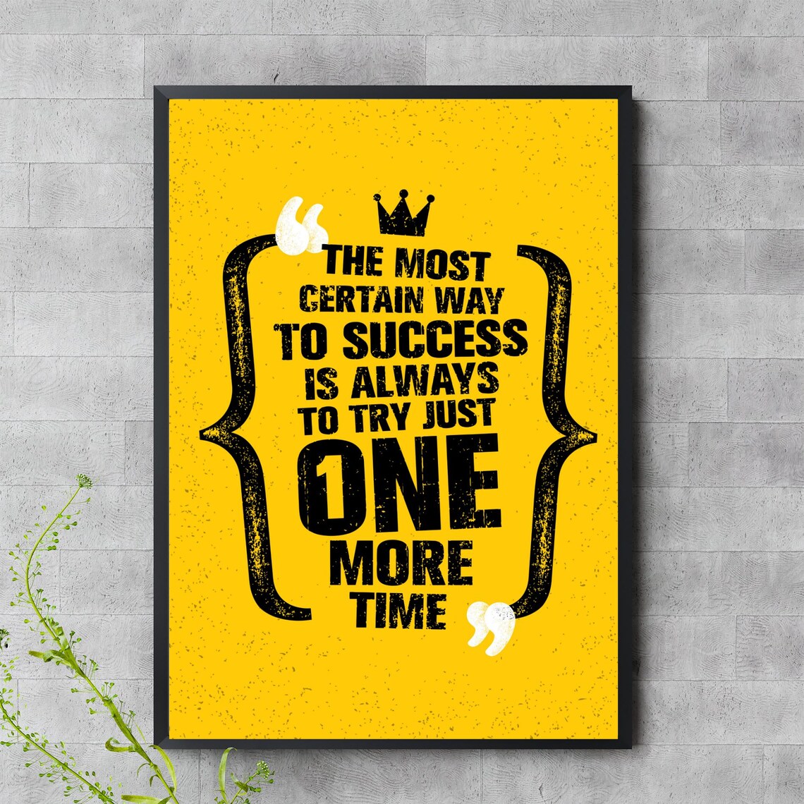 Motivational Quote Wall Art One More Time Poster Yellow Minimalist
