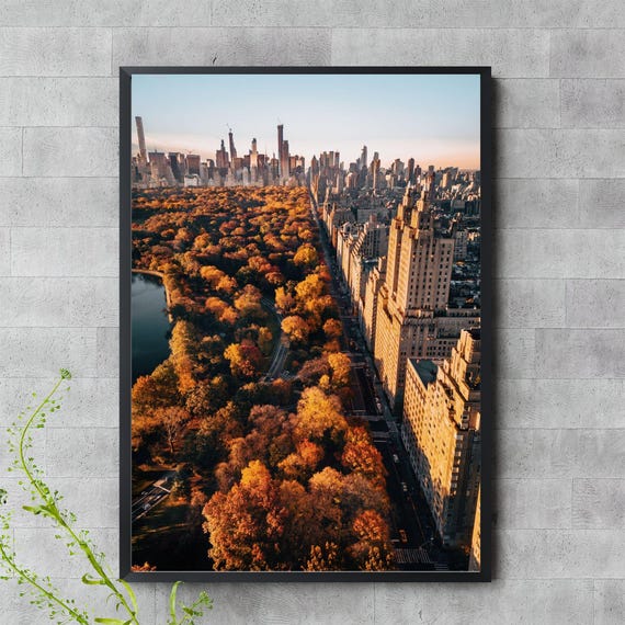 Central Park Autumn Wall Art New York City Skyline Fall Colors Print