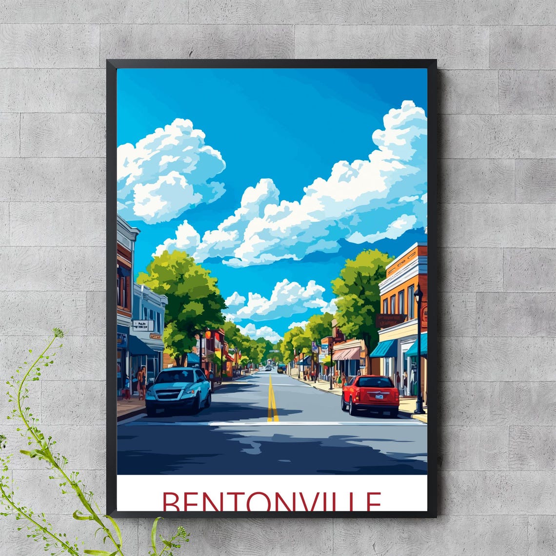 Bentonville Arkansas Main Street Small Town Style Travel Poster