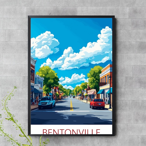 Bentonville Arkansas Main Street Small Town Style Travel Poster