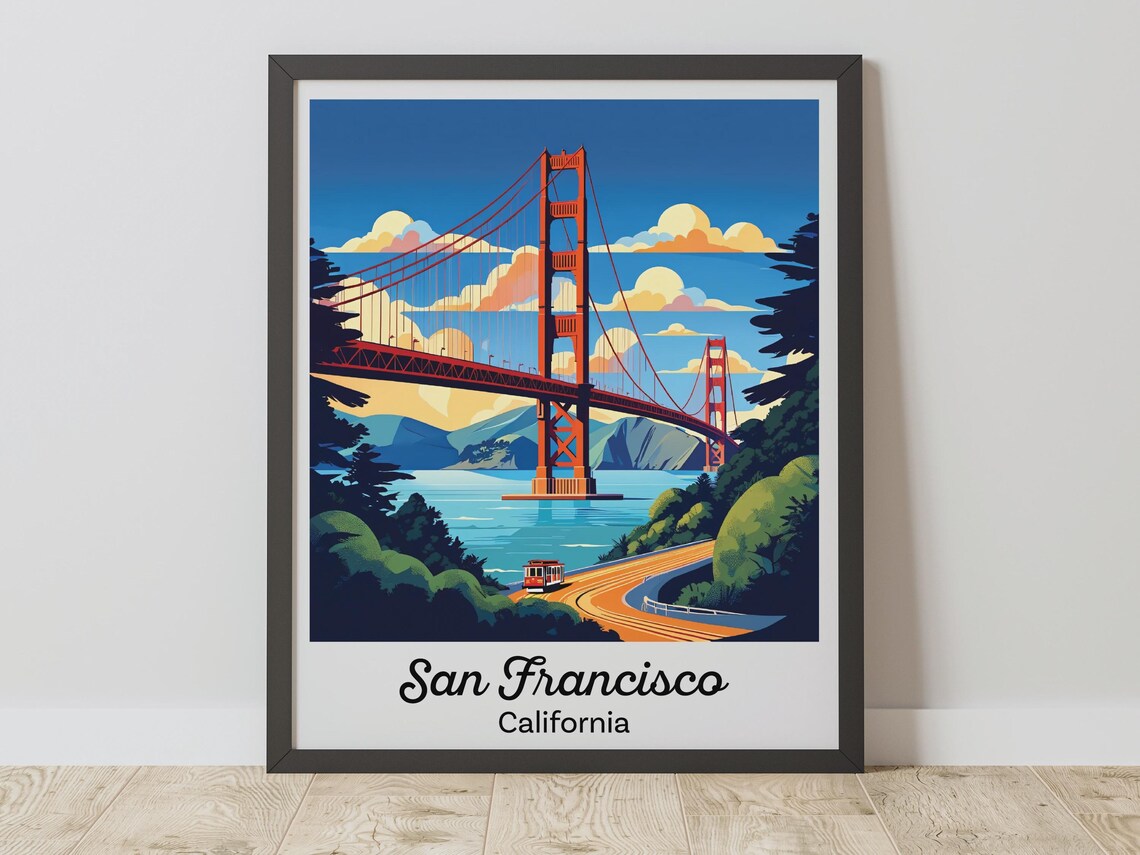 Golden Gate Bridge Vintage Travel Poster, San Francisco