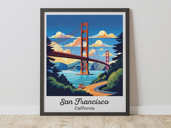 Golden Gate Bridge Vintage Travel Poster, San Francisco