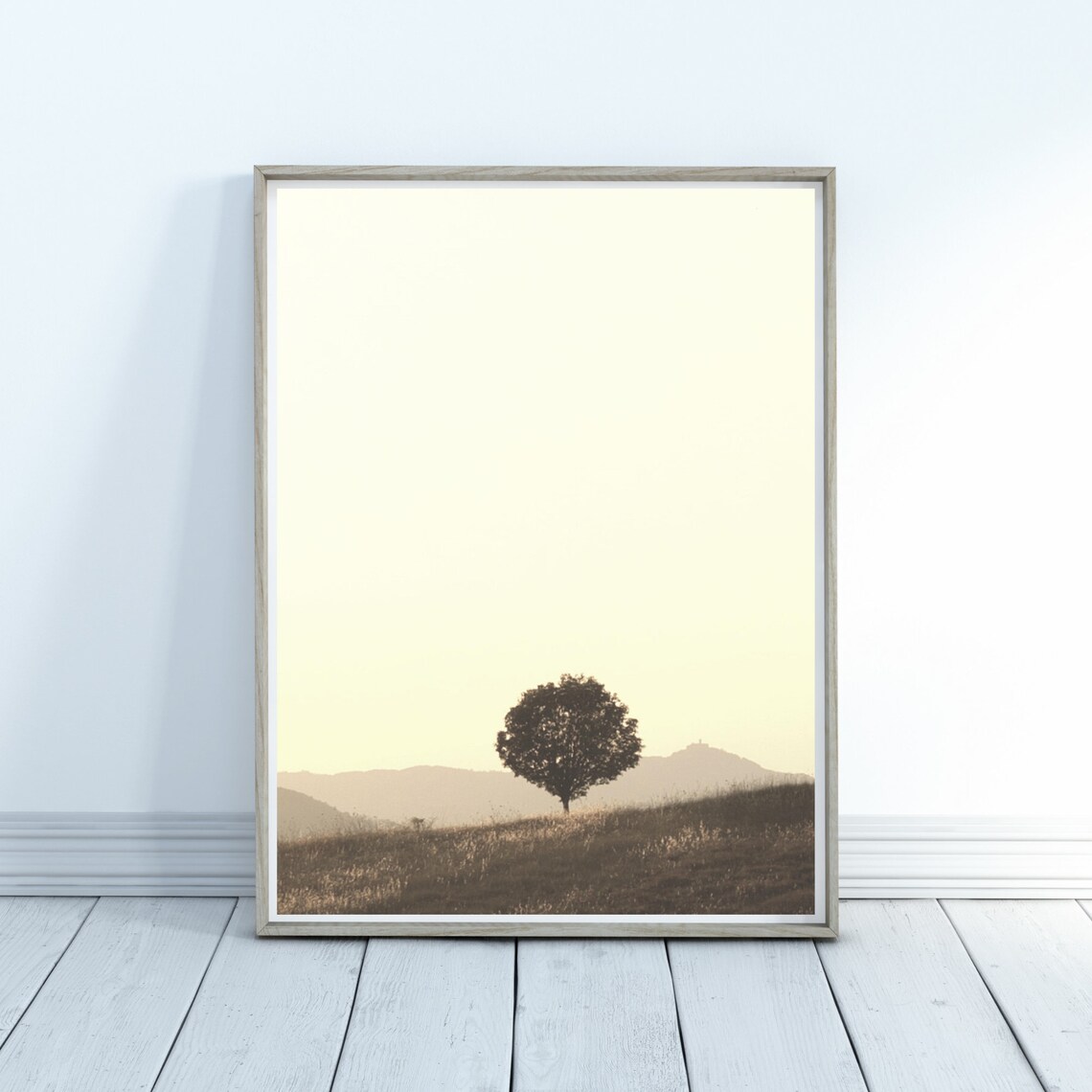 Tree Sunset Tree On Hill Landscape Scenery Home Decor Wall Art Peaceful