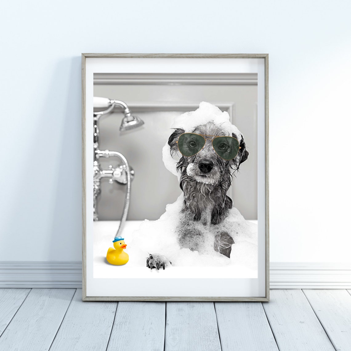Cute Dog In Tub Wall Art Dog Photo Dog Art Bathroom Art Print Dog Portrait Dog Lover Gift Cute Terrier Art