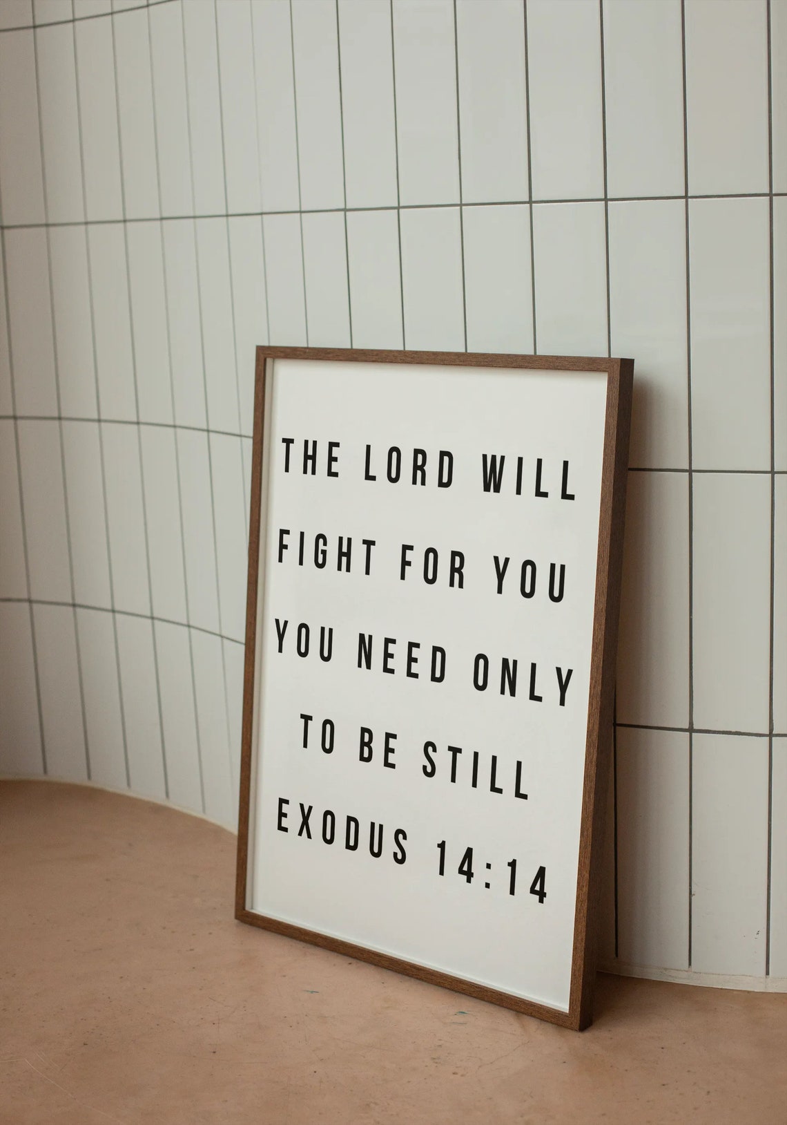 Exodus 14 14 Be Still Bible Verse Typography Minimalist Faith Poster - Image 2