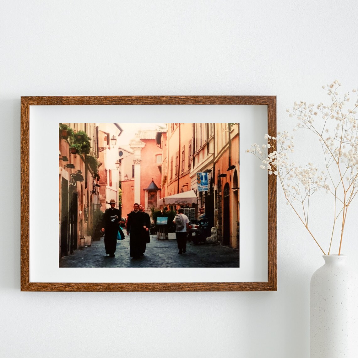 Warm Color Rome Street with Priests Italy Travel Photo Poster - Image 4