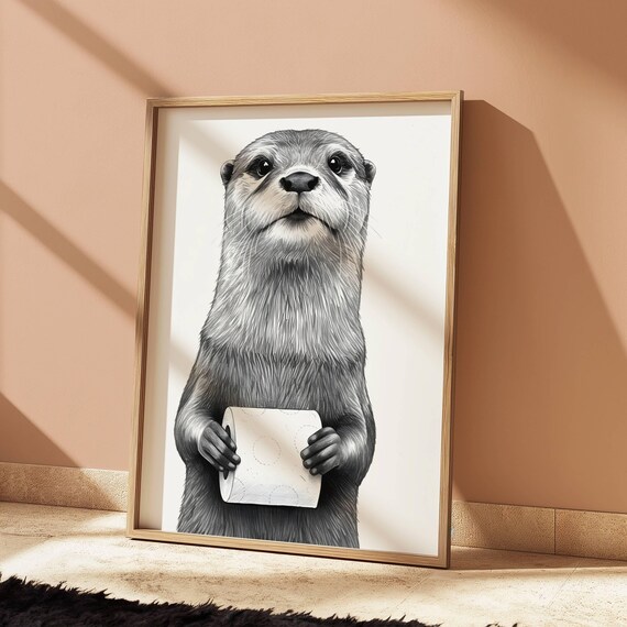 Otter Poster For Bathroom, Animal Bath Gift