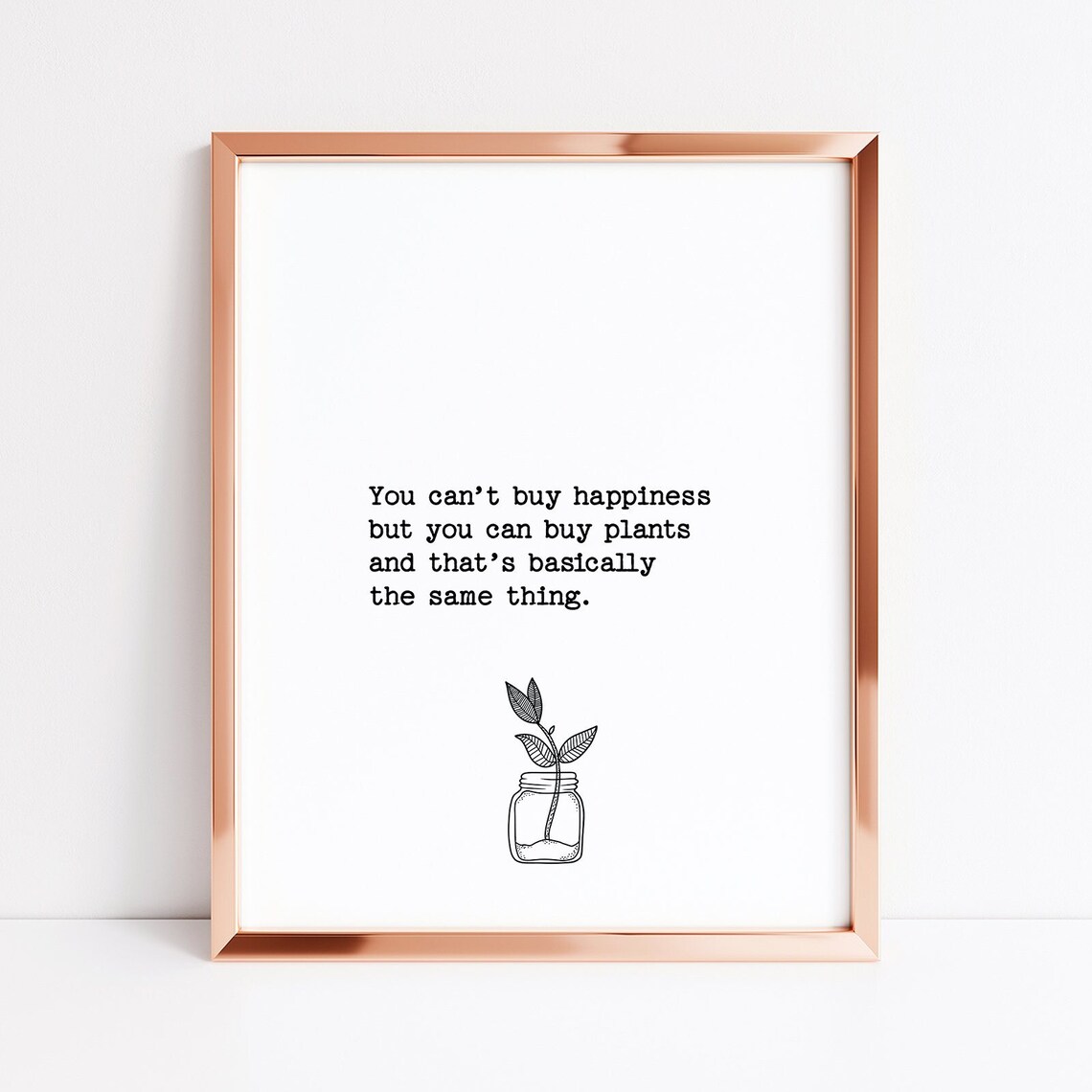 Buy Plants Happiness Quote Mason Jar Plant Sketch Typewriter Poster