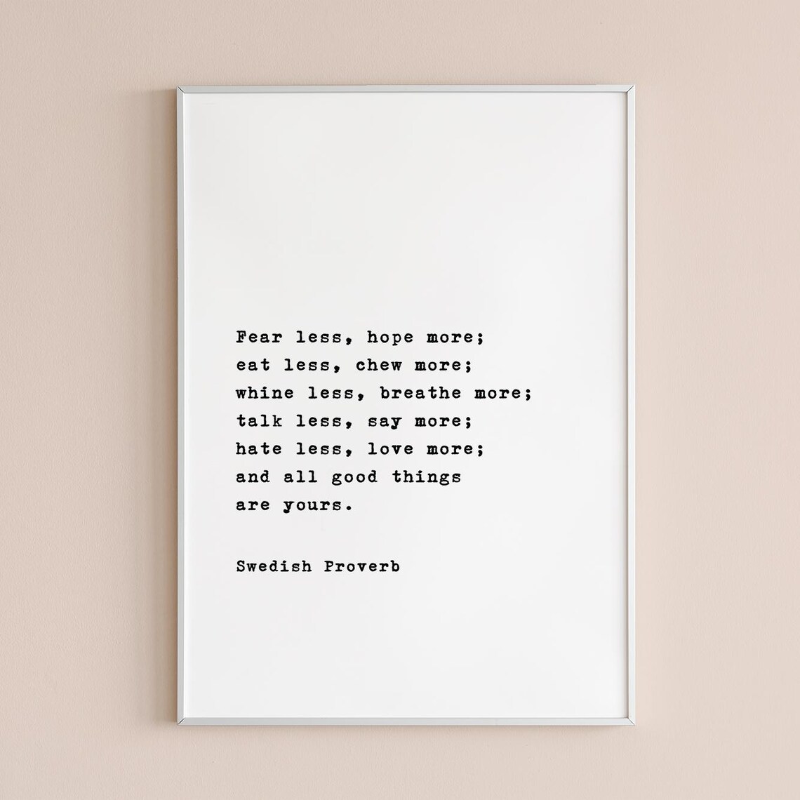 Fear Less Hope More Swedish Proverb Poster - Image 3