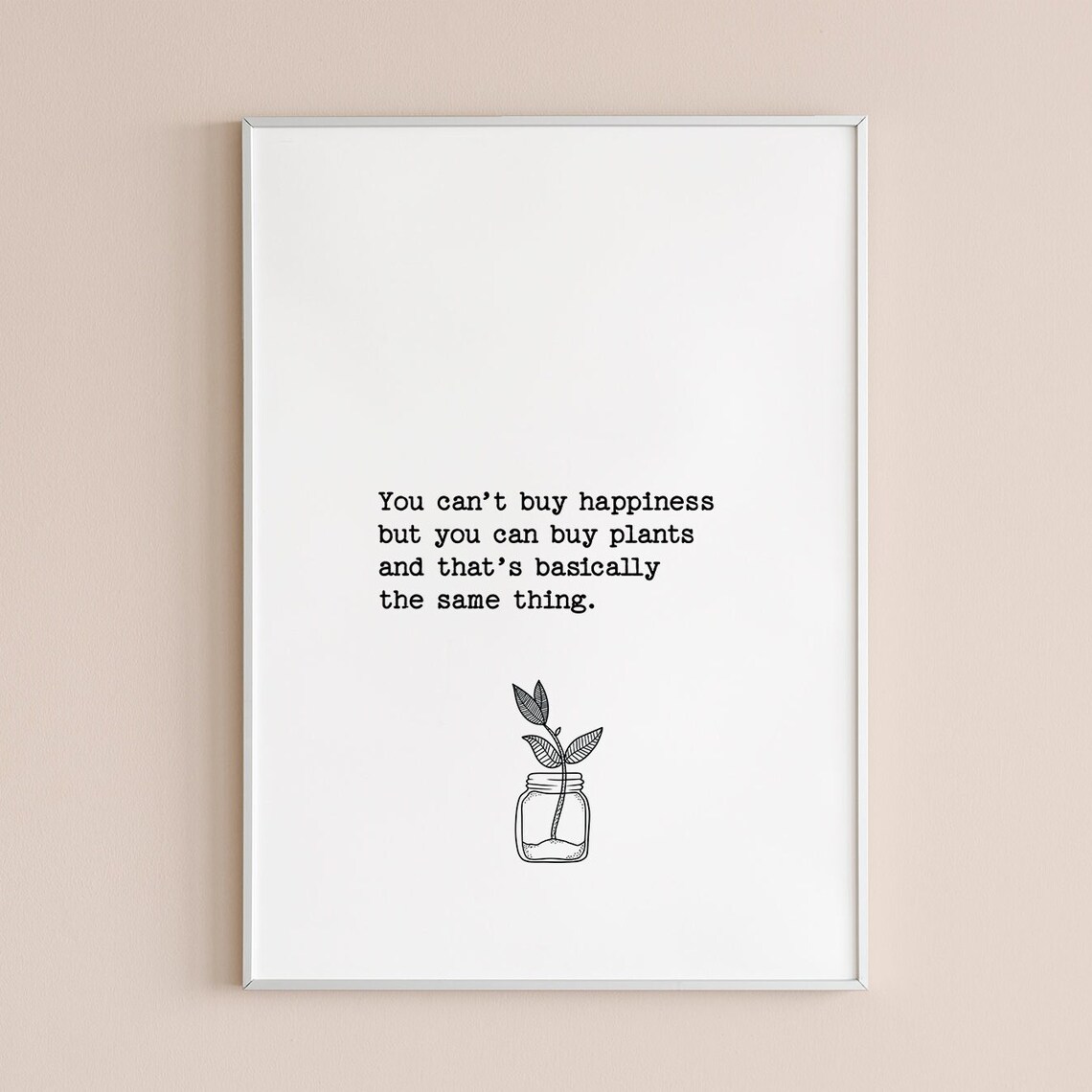 Buy Plants Happiness Quote Mason Jar Plant Sketch Typewriter Poster - Image 3