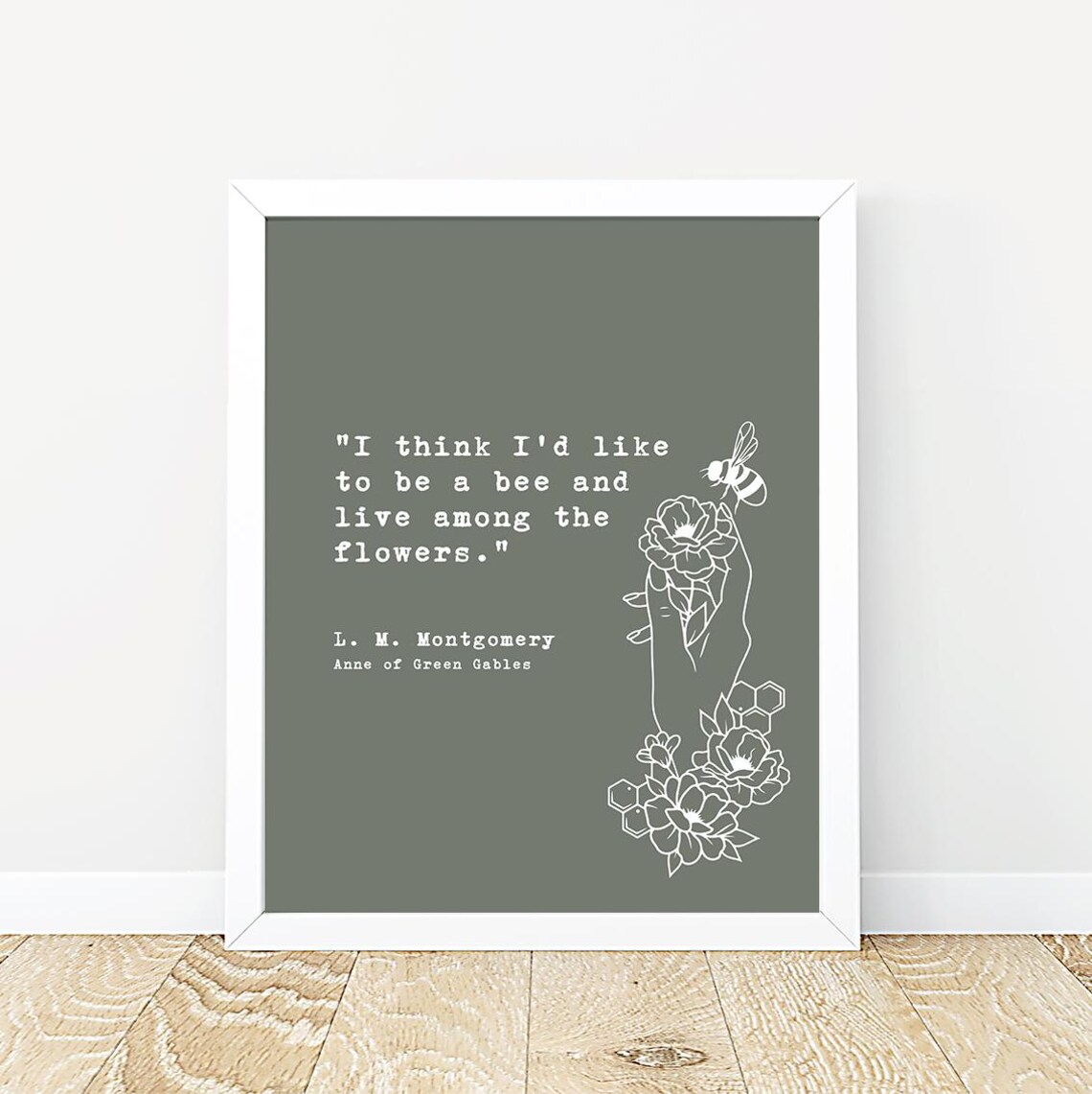 Anne of Green Gables Bee Among Flowers Quote Botanical Line Art Poster - Image 2