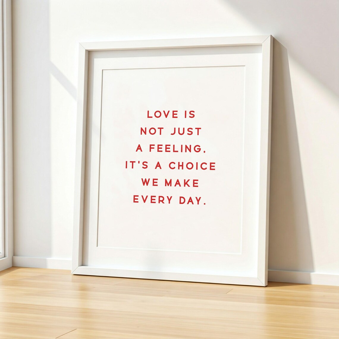 Love Is Not Just a Feeling Choice We Make Daily Red Quote Poster - Image 2
