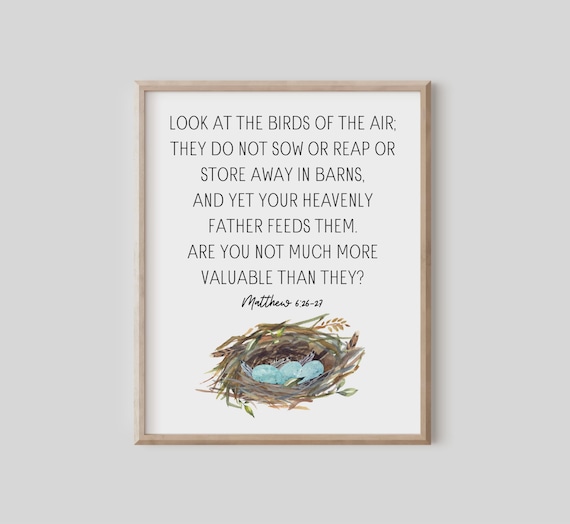 Matthew 626 Birds Of The Air Heavenly Father Bible Verse Poster