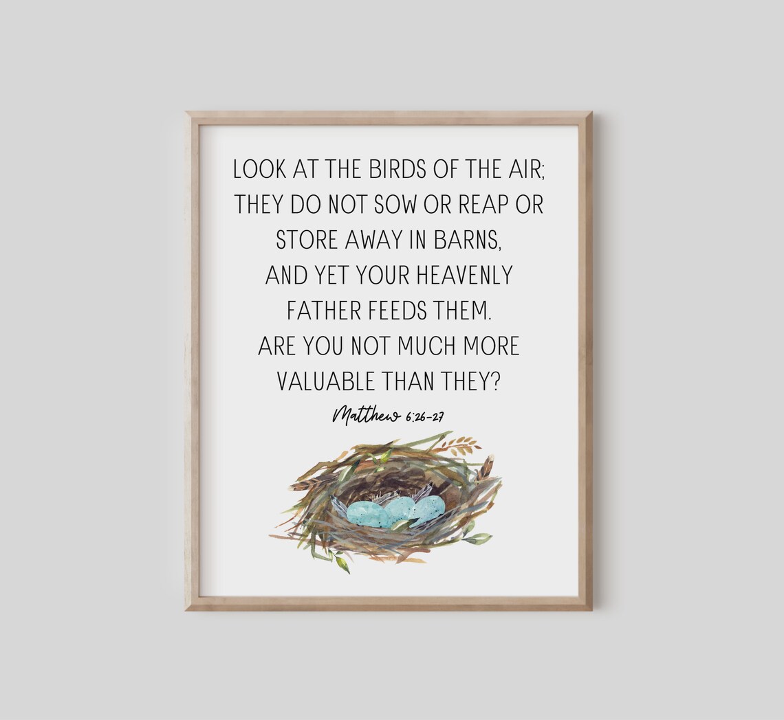 Matthew 626 Birds Of The Air Heavenly Father Bible Verse Poster