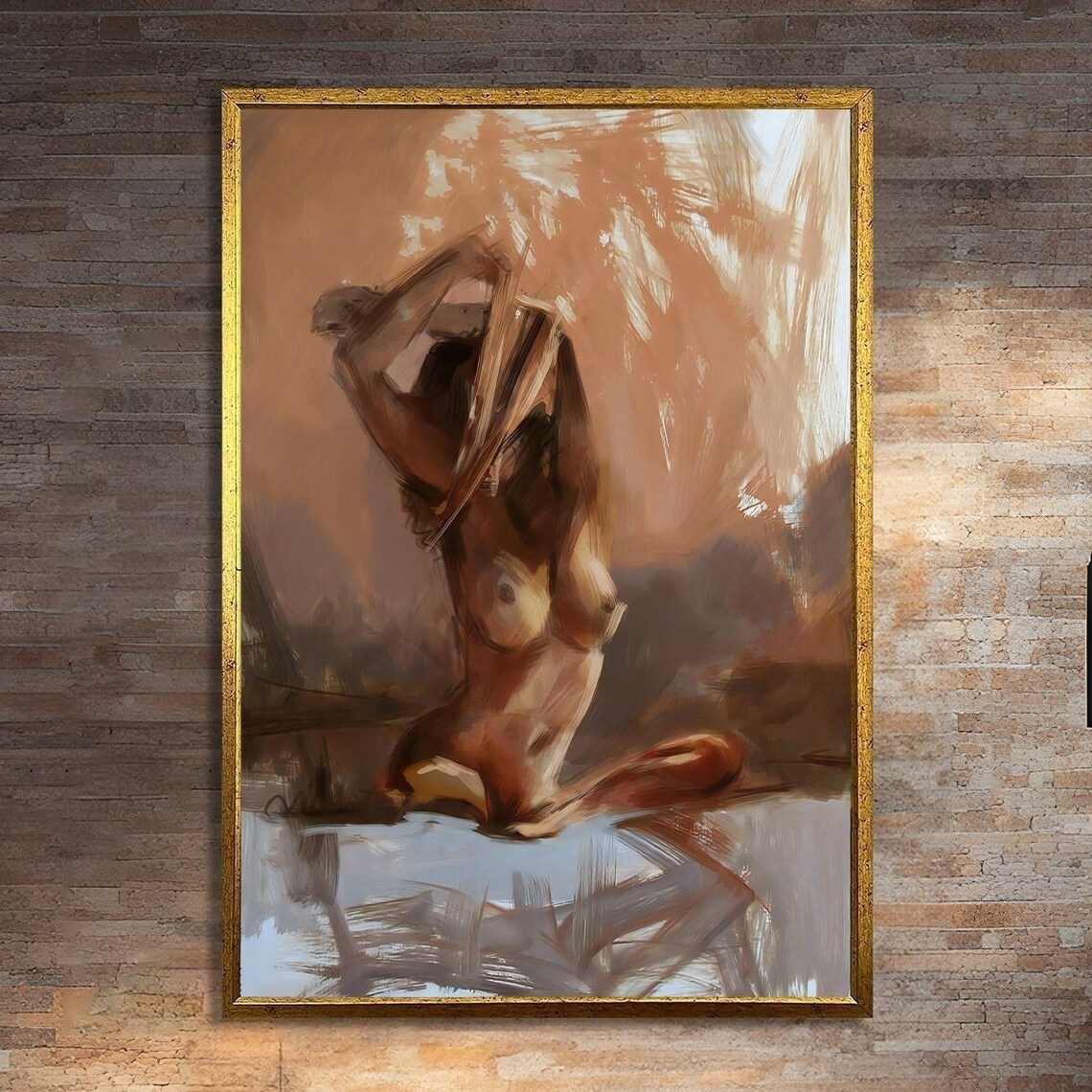 Passionate Embrace Of Lovers, Sensual Wall Art Print