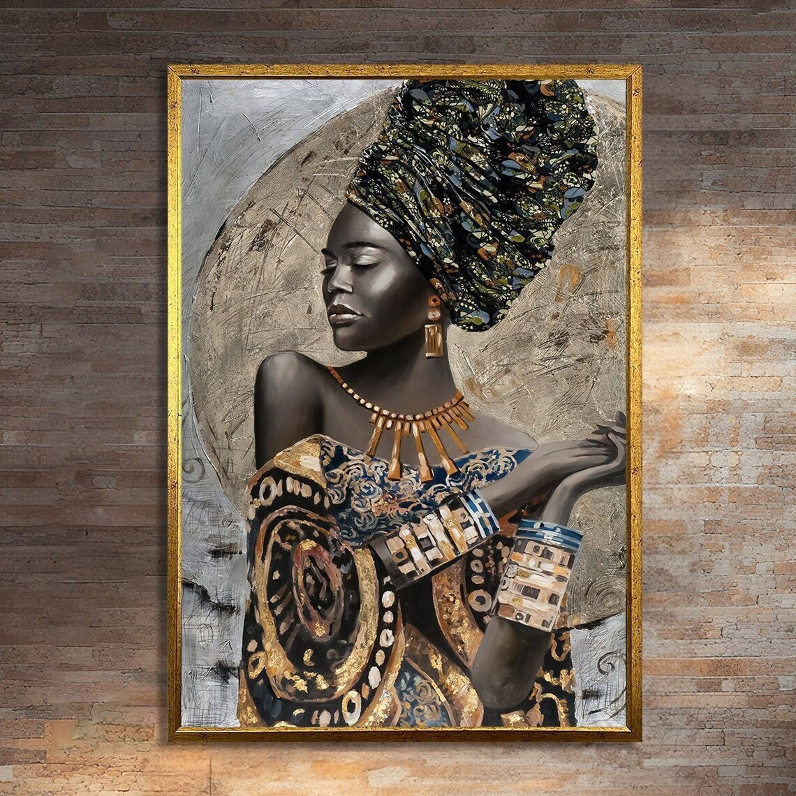 Elegant African Woman Cultural Portrait, Art Print