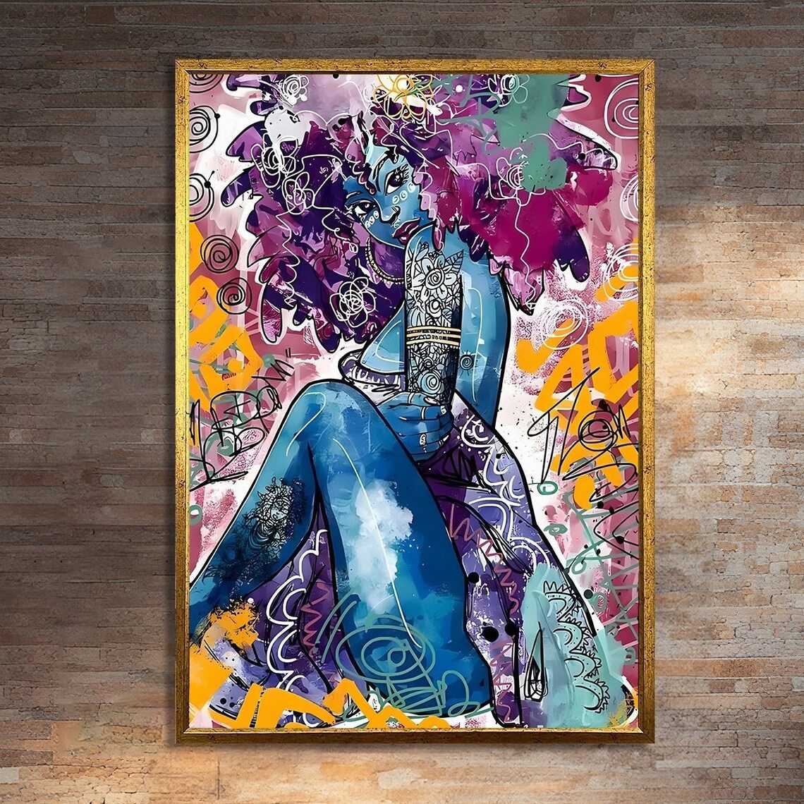 Abstract African Woman Painting, Ethnic Decor