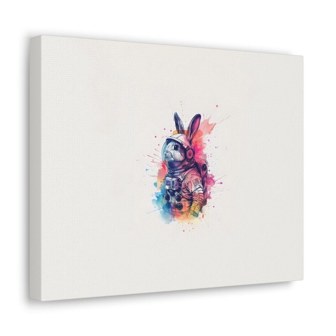 White Rabbit Astronaut Watercolor Helmet Ears Animal Art Poster