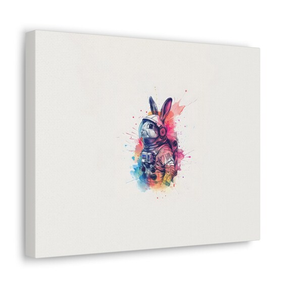 White Rabbit Astronaut Watercolor Helmet Ears Animal Art Poster