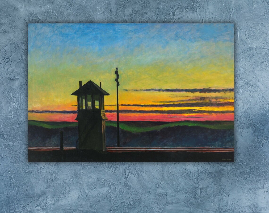 Edward Hopper Railroad Sunset Signal Tower Twilight Painting Poster