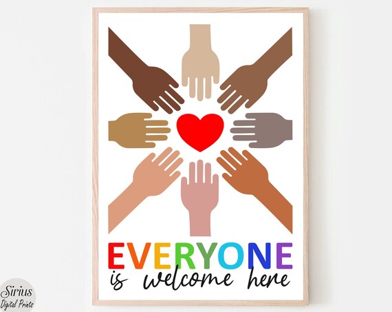 Everyone Is Welcome Here Diversity Inclusion Classroom Poster