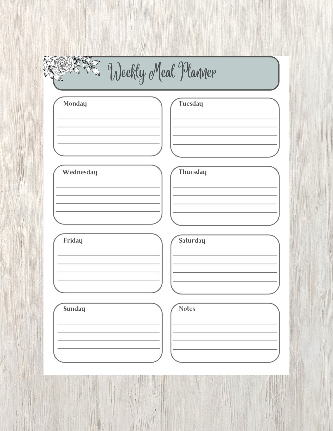 Floral Botanical Grocery List Printable Organizer Planner Print - Image 2